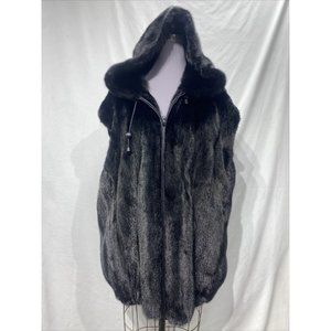 dark ranch mink vest w/ hood mens (81225)